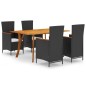Set Mobili da Pranzo per Giardino 5 pz Nero Set Mobili da Pranzo per Giardino 5 pz Nero