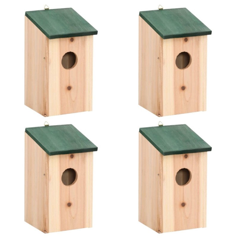 vidaXL Casette per Uccelli 4 pz in Legno 12x12x22 cm 