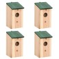 vidaXL Casette per Uccelli 4 pz in Legno 12x12x22 cm 
