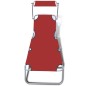 Lettino Prendisole Pieghevole Baldacchino Acciaio Tessuto Rosso Lettino Prendisole Pieghevole Baldacchino Acciaio Tessuto Rosso