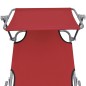 Lettino Prendisole Pieghevole Baldacchino Acciaio Tessuto Rosso Lettino Prendisole Pieghevole Baldacchino Acciaio Tessuto Rosso