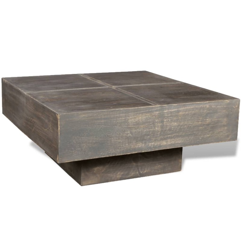Tavolino Marrone Scuro Quadrato in Legno Massello di Mango Tavolino Marrone Scuro Quadrato in Legno Massello di Mango
