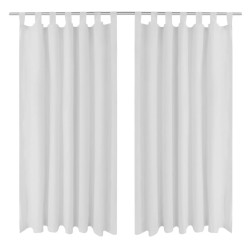 Tende in Micro-Raso Bianche 2 pz con Occhielli 140 x 245 cm