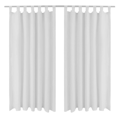 Tende in Micro-Raso Bianche 2 pz con Occhielli 140 x 245 cm