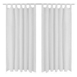 Tende in Micro-Raso Bianche 2 pz con Occhielli 140 x 225 cm