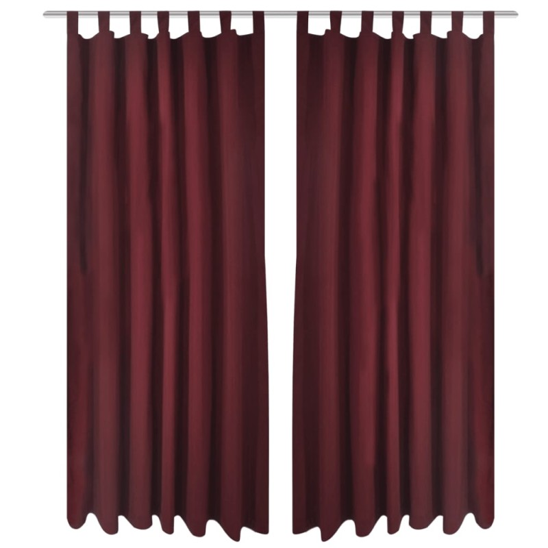 Tende in Micro-Raso Bordò 2 pz con Occhielli 140 x 175 cm Tende in Micro-Raso Bordò 2 pz con Occhielli 140 x 175 cm