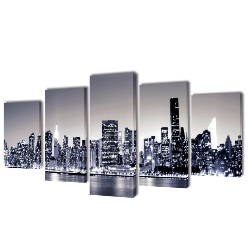 vidaXL Set Stampa su Tela da Muro New York Monocromatico 200x100 cm vidaXL Set Stampa su Tela da Muro New York Monocromatico 200x100 cm