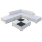 Set Divani da Giardino 6 pz con Cuscini in Polyrattan Bianco Set Divani da Giardino 6 pz con Cuscini in Polyrattan Bianco