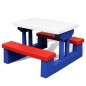 Tavolo e Panchine Picnic per Bambini con Parasole Multicolore Tavolo e Panchine Picnic per Bambini con Parasole Multicolore