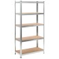 vidaXL Scaffale Resistente 5 Strati Argento in Acciaio e Multistrato vidaXL Scaffale Resistente 5 Strati Argento in Acciaio e Multistrato