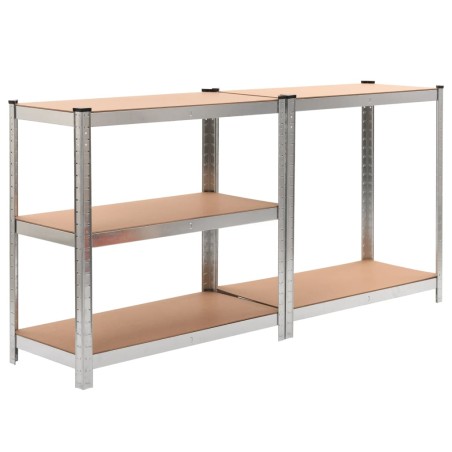 vidaXL Scaffali Resistenti 5 Strati 10pz Argento Acciaio e Multistrato