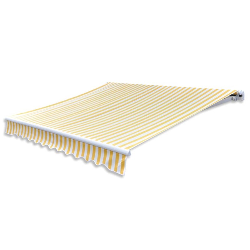 Tenda da Sole Pieghevole 400 cm Giallo e Bianco Tenda da Sole Pieghevole 400 cm Giallo e Bianco