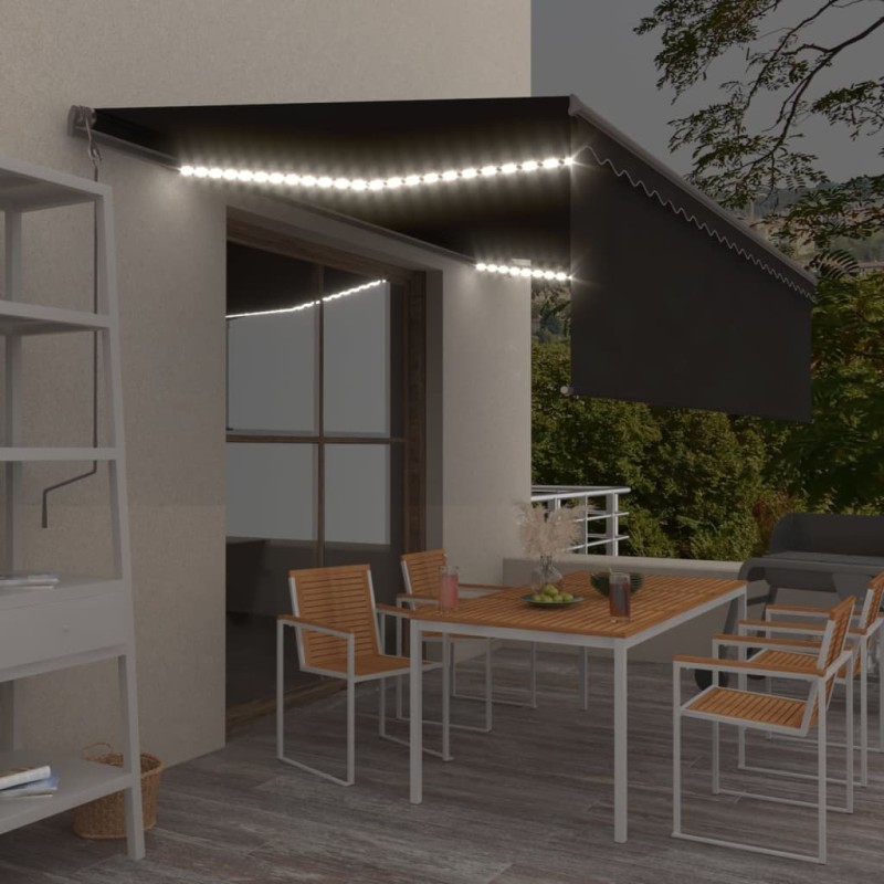 Tenda Automatica con Parasole Sensore Vento LED 5x3m Antracite Tenda Automatica con Parasole Sensore Vento LED 5x3m Antracite