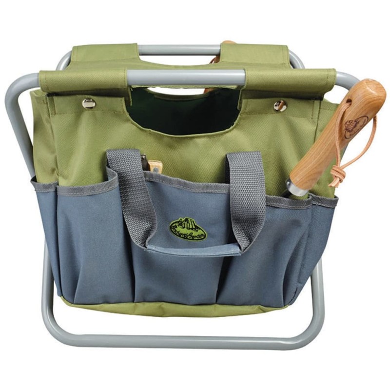 Esschert Design Sgabello e Borsa Portautensili Grigio GT85 Esschert Design Sgabello e Borsa Portautensili Grigio GT85