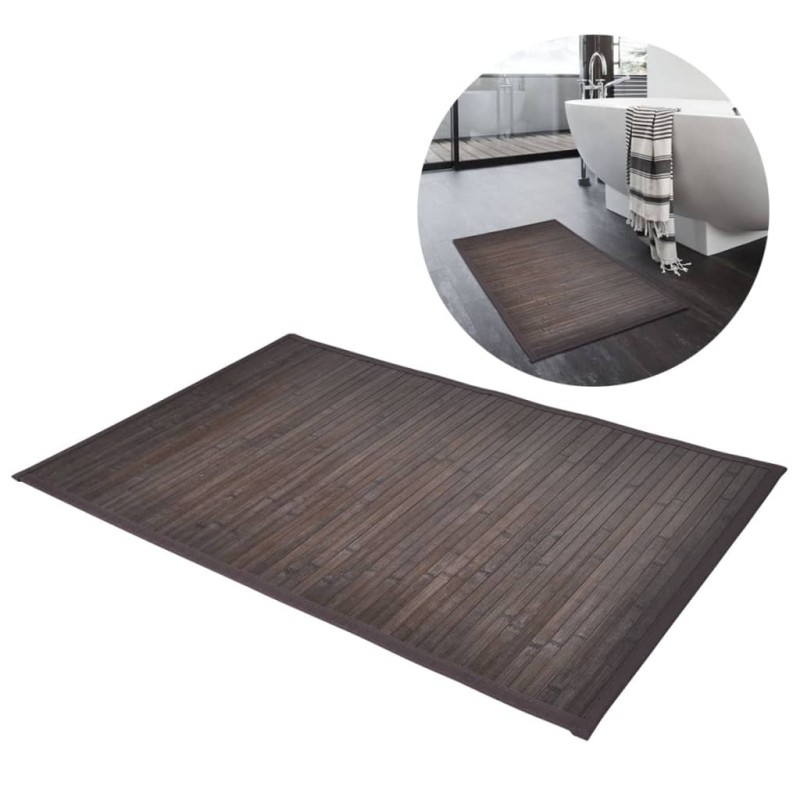 Tappetino da Bagno in Bambù 60 x 90 cm Marrone Scuro Tappetino da Bagno in Bambù 60 x 90 cm Marrone Scuro