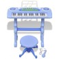 Gioco Bambini Tastiera con Sgabello/Microfono 37 Tasti Blu Gioco Bambini Tastiera con Sgabello/Microfono 37 Tasti Blu