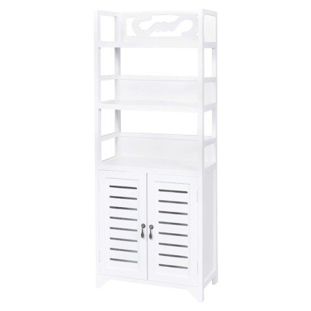 Armadietto per Bagno Albuquerque in Legno Bianco 46x24x117,5 cm