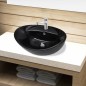 Lavandino per bagno in Ceramica nera ovale con Foro di trabocco Lavandino per bagno in Ceramica nera ovale con Foro di trabocco