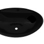 Lavandino per bagno in Ceramica nera ovale con Foro di trabocco Lavandino per bagno in Ceramica nera ovale con Foro di trabocco