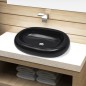 Lavandino da bagno in ceramica ovale nero Lavandino da bagno in ceramica ovale nero