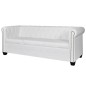 Divano Chesterfield a 3 Posti in Finta Pelle Bianco Divano Chesterfield a 3 Posti in Finta Pelle Bianco