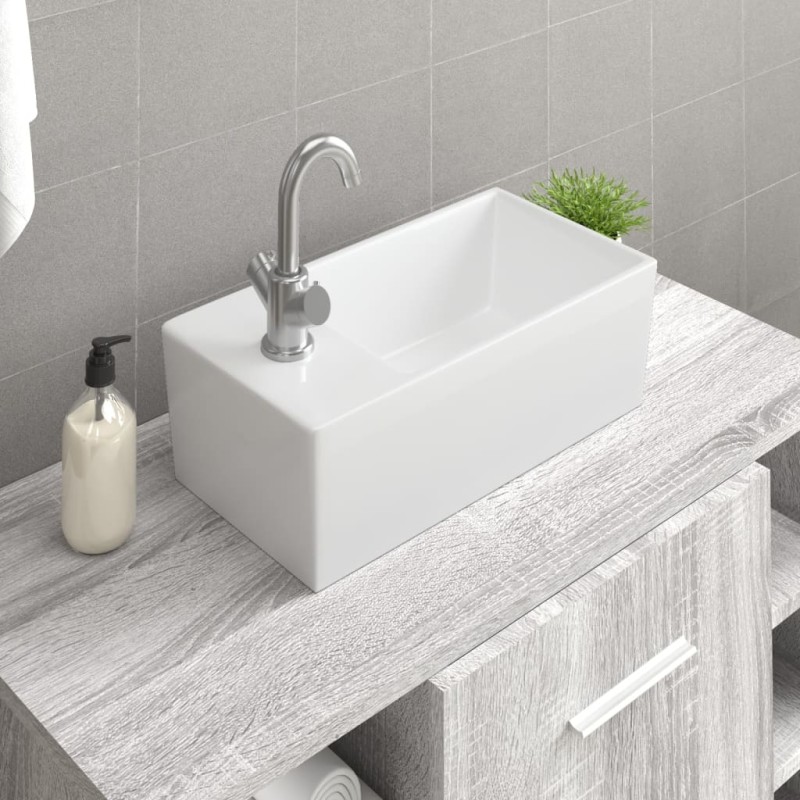 Lavandino Bianco 48x25x15 cm in Ceramica Lavandino Bianco 48x25x15 cm in Ceramica