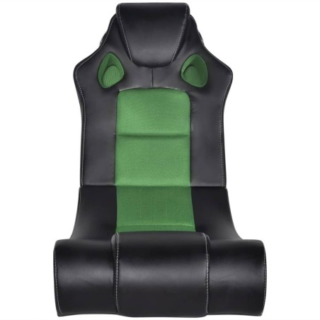 vidaXL Sedia a Dondolo con Musica Nero e Verde in Similpelle