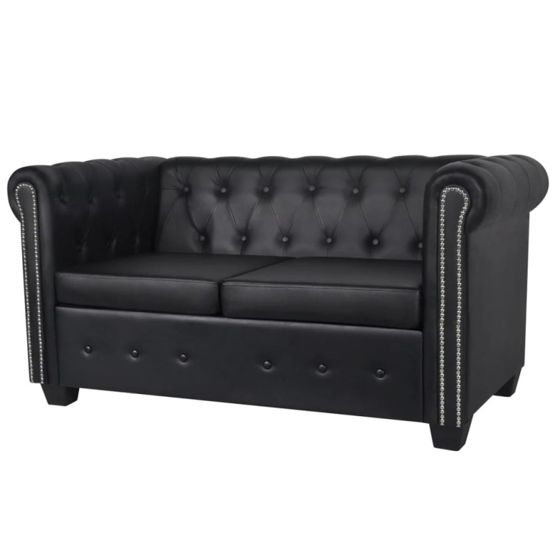 vidaXL Divano Chesterfield a 2 Posti in Finta Pelle Nero vidaXL Divano Chesterfield a 2 Posti in Finta Pelle Nero