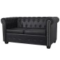 vidaXL Divano Chesterfield a 2 Posti in Finta Pelle Nero vidaXL Divano Chesterfield a 2 Posti in Finta Pelle Nero