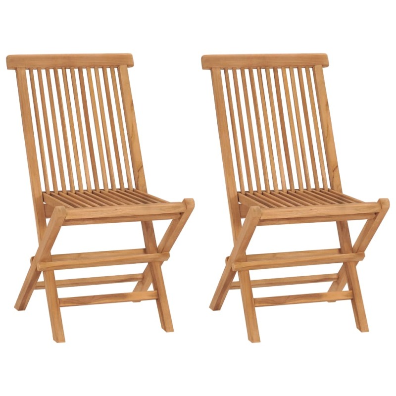 Sedie da Giardino Pieghevoli 2 pz in Legno Massello di Teak Sedie da Giardino Pieghevoli 2 pz in Legno Massello di Teak
