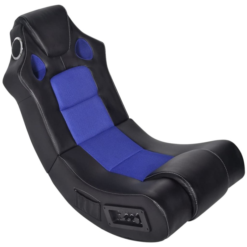 Sedia a Dondolo con Musica Nero e Blu in Similpelle Sedia a Dondolo con Musica Nero e Blu in Similpelle