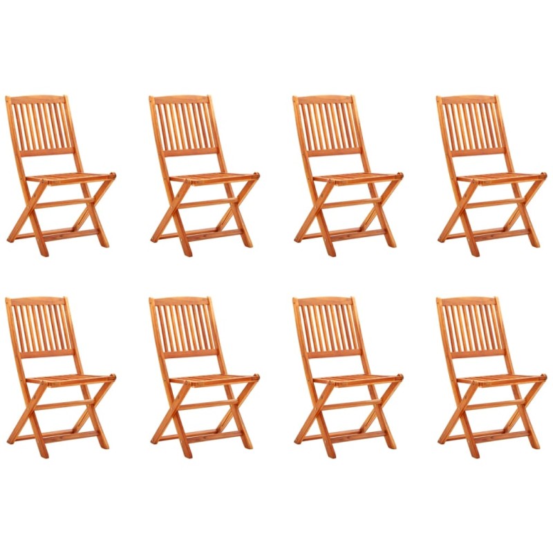 Sedie da Giardino Pieghevoli 8pz in Legno Massello di Eucalipto Sedie da Giardino Pieghevoli 8pz in Legno Massello di Eucalipto