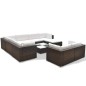 Set Divani da Giardino 10 pz con Cuscini in Polyrattan Marrone Set Divani da Giardino 10 pz con Cuscini in Polyrattan Marrone