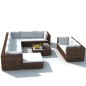 Set Divani da Giardino 10 pz con Cuscini in Polyrattan Marrone Set Divani da Giardino 10 pz con Cuscini in Polyrattan Marrone