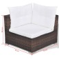 Set Divani da Giardino 10 pz con Cuscini in Polyrattan Marrone Set Divani da Giardino 10 pz con Cuscini in Polyrattan Marrone