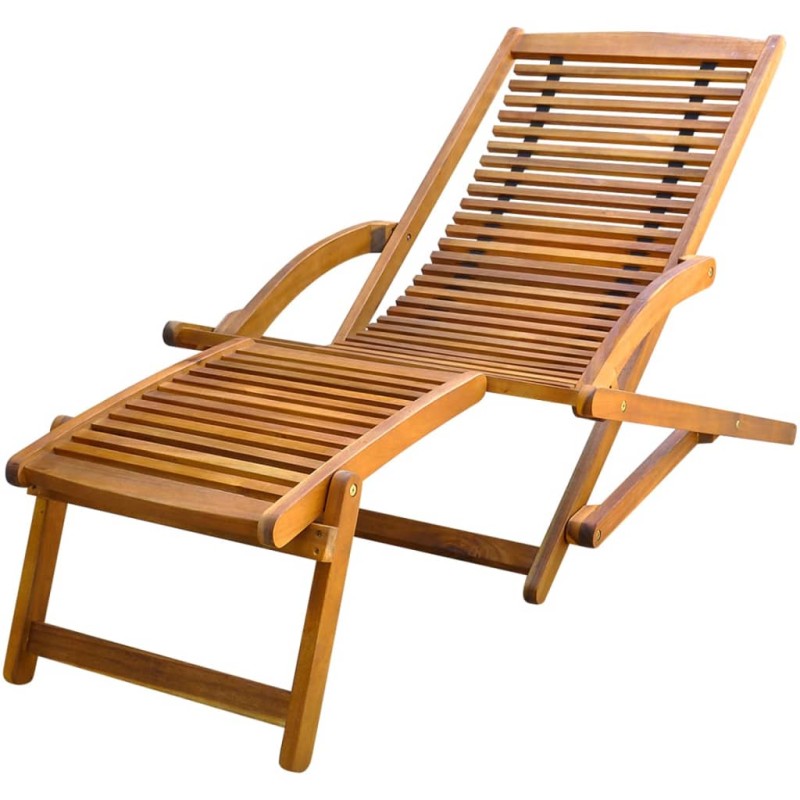 vidaXL Sedia a Sdraio con Poggiapiedi in Legno Massello di Acacia vidaXL Sedia a Sdraio con Poggiapiedi in Legno Massello di Acacia