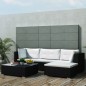 Set Divani da Giardino 5 pz con Cuscini in Polyrattan Nero Set Divani da Giardino 5 pz con Cuscini in Polyrattan Nero