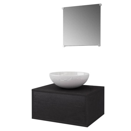Set Mobili da Bagno e Lavandino 3 pz Nero