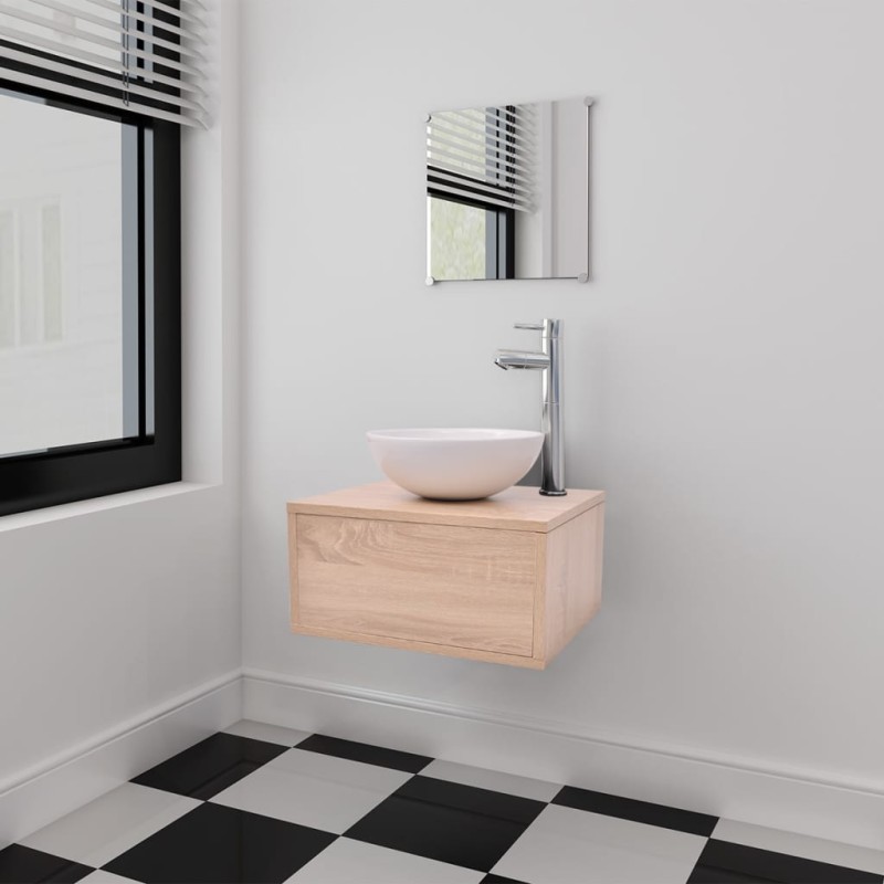 Mobili da Bagno con Lavabo Set 3 pz Beige Mobili da Bagno con Lavabo Set 3 pz Beige