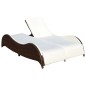 vidaXL Lettino Prendisole Doppio con Cuscino in Polyrattan Marrone