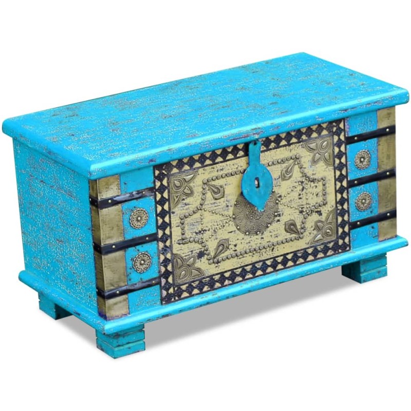 vidaXL Baule Blu Legno di Mango 80x40x45 cm vidaXL Baule Blu Legno di Mango 80x40x45 cm