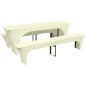Copertura per Tavolo da Birreria/Panchine Elasticizzata Tre Pezzi Crema Copertura per Tavolo da Birreria/Panchine Elasticizzata Tre Pezzi Crema