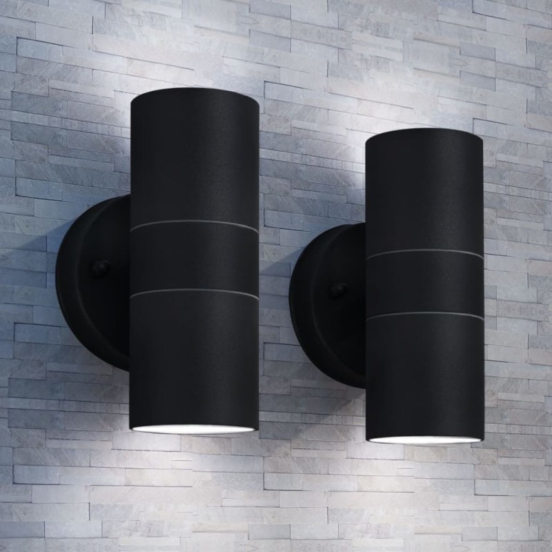 Applique da Parete 2 pz Acciaio Inox Proiezione Alto/Basso Applique da Parete 2 pz Acciaio Inox Proiezione Alto/Basso