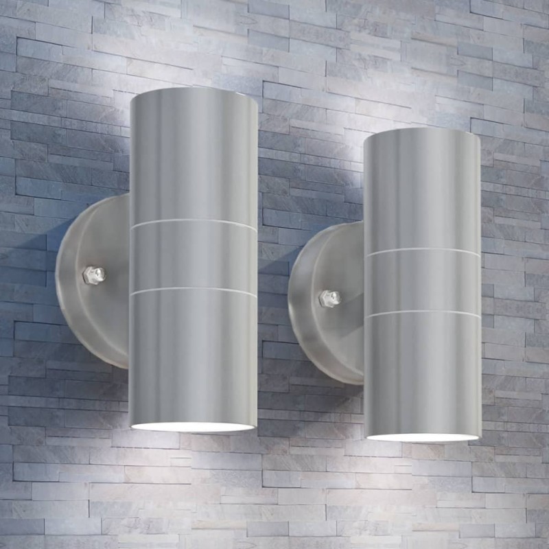 Applique LED Parete 2pz Acciaio Inox Proiezione Alto/Basso Applique LED Parete 2pz Acciaio Inox Proiezione Alto/Basso