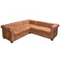Divano Chersterfield ad Angolo 5 Posti in Similpelle Marrone Divano Chersterfield ad Angolo 5 Posti in Similpelle Marrone