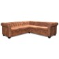 Divano Chersterfield ad Angolo 5 Posti in Similpelle Marrone Divano Chersterfield ad Angolo 5 Posti in Similpelle Marrone