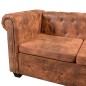 Divano Chersterfield ad Angolo 5 Posti in Similpelle Marrone Divano Chersterfield ad Angolo 5 Posti in Similpelle Marrone
