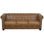 Divano Chesterfield a 3 Posti in Finta Pelle Marrone Divano Chesterfield a 3 Posti in Finta Pelle Marrone