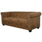 Divano Chesterfield a 3 Posti in Finta Pelle Marrone Divano Chesterfield a 3 Posti in Finta Pelle Marrone