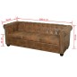 Divano Chesterfield a 3 Posti in Finta Pelle Marrone Divano Chesterfield a 3 Posti in Finta Pelle Marrone